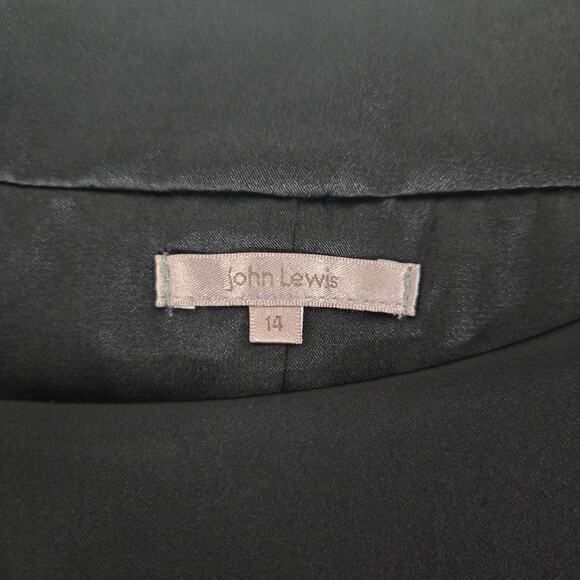 John Lewis Black Satin Slip Dress Size 14 Black Formal Event Cocktail Attire LBD - Picture 3 of 13